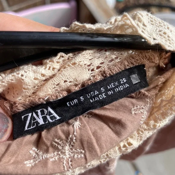 Zara midnight macaroon Eva flower embro long sleeves blouse, size Small - Picture 4 of 8